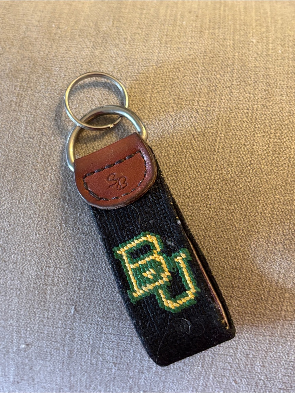 Baylor Bears University Smathers & Branson Needlepoint Key Fob